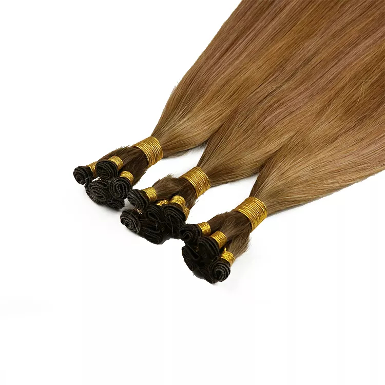 Hot Selling Russian Blonde Human Hair Hand Tied Weft Extension Top Quality Seamless Thin Hand Tied Weft